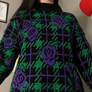 80s vintage abstract floral jumper sweater ☆彡